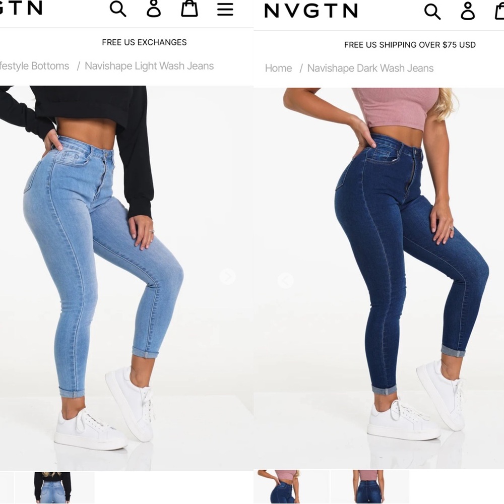 2 pairs Brand New, neverer been worn NVGTN Navishape Jeans, light + dark blue S